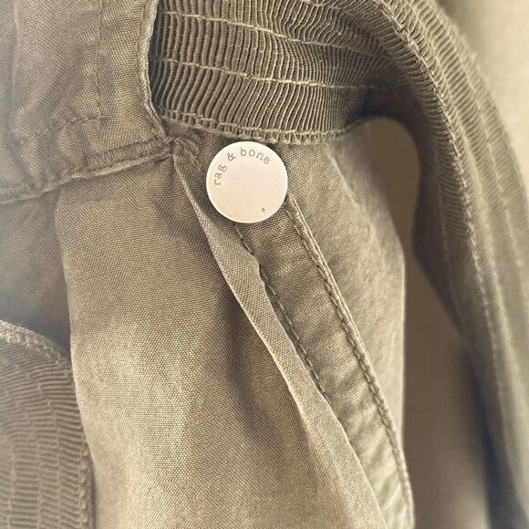 rag & born- Silk Light Weight Trench Wrap DressOlive Green Modern Ragged sz M - Picture 12 of 16